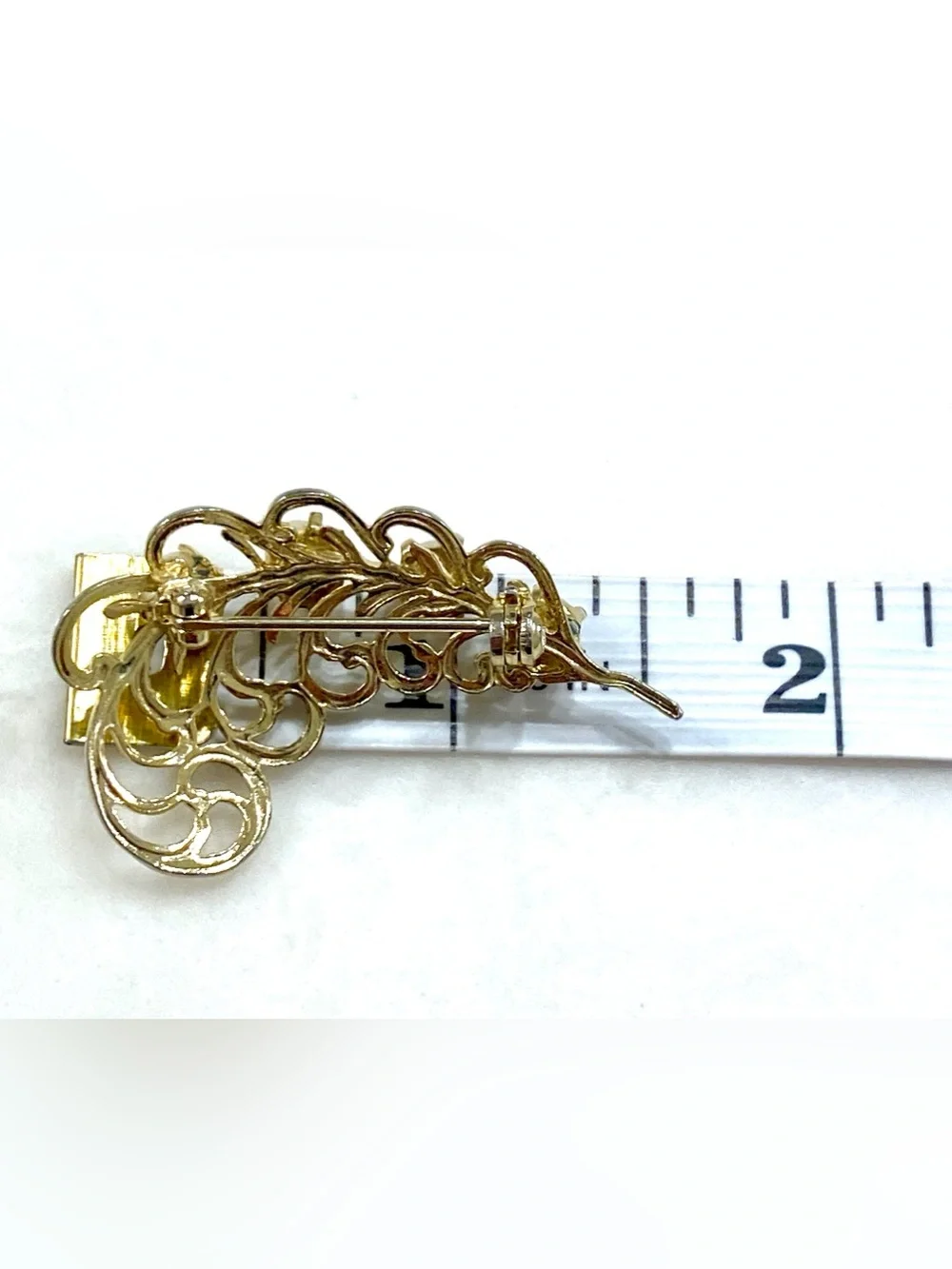 Vintage Gold Pearl Accent Leaf Brooch